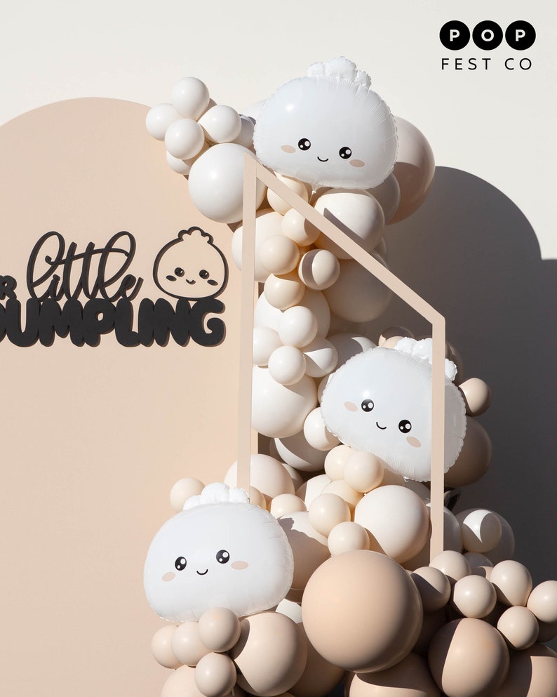 21" Dumpling Bao Bun Jumbo Balloon | Little Dumpling Baby Shower Party, Dim Sum Party, First Birthday Decor, Kawaii Bao Dumpling Theme Party